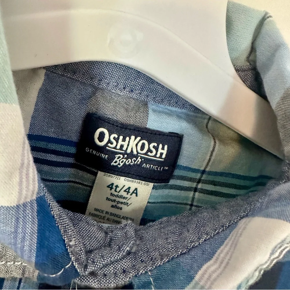 NWOT New Oshkosh B’gosh Blue Plaid Kids Shirt 4T